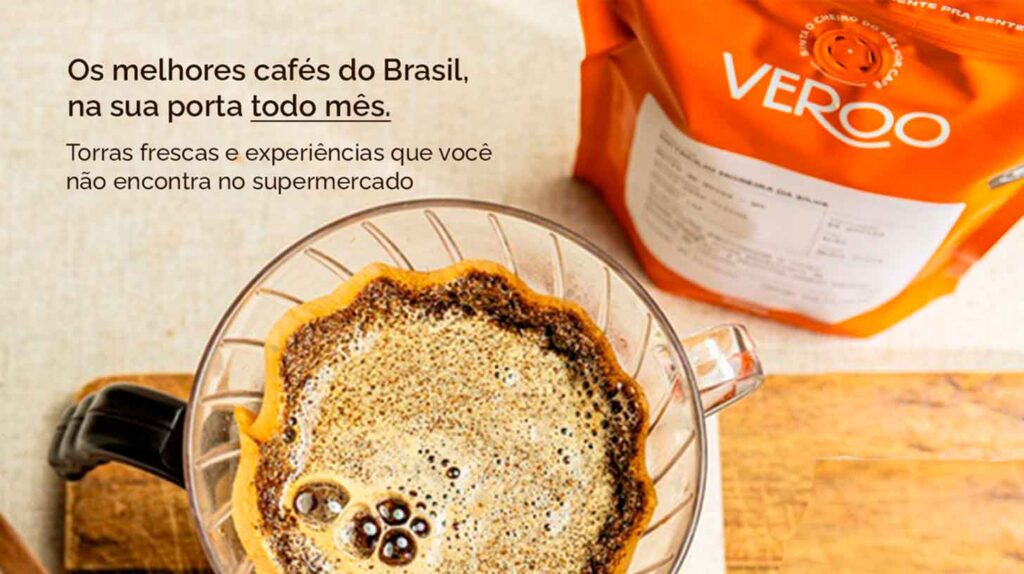 Veroo Café: os melhores cafés do Brasil, na sua porta todo mês. Torras frescas e experiências que você não encontra no supermercado.